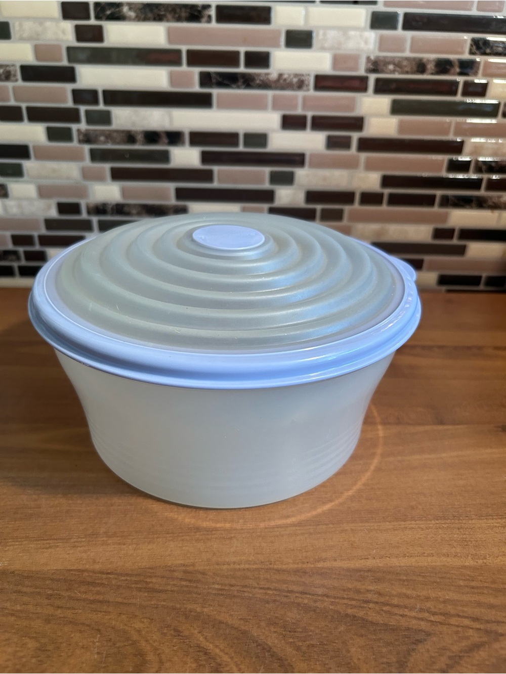 Tupperware Stuffables White and Periwinkle Airtight Food Storage Bowl & Lid